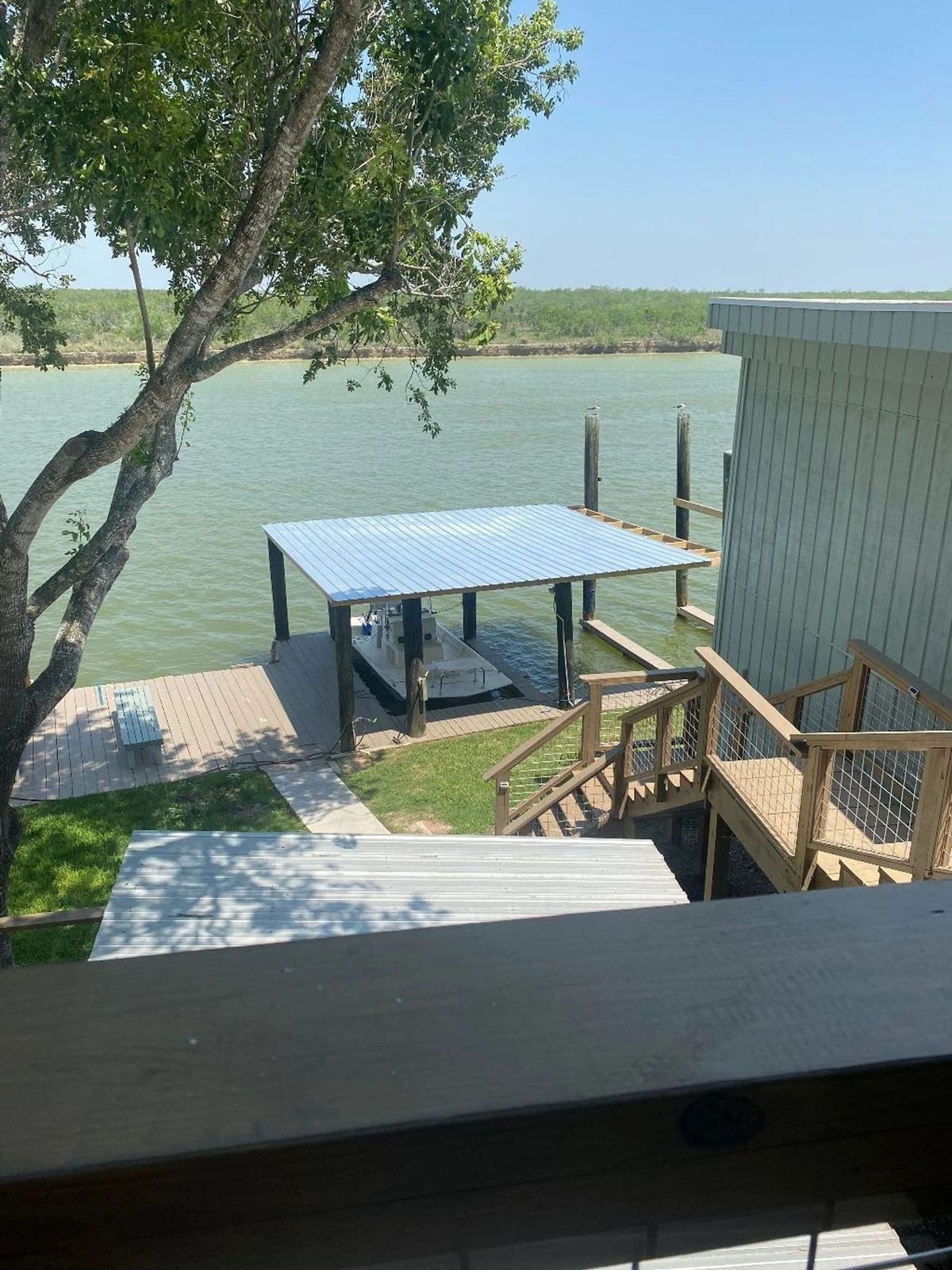 Covered boat dock over the water