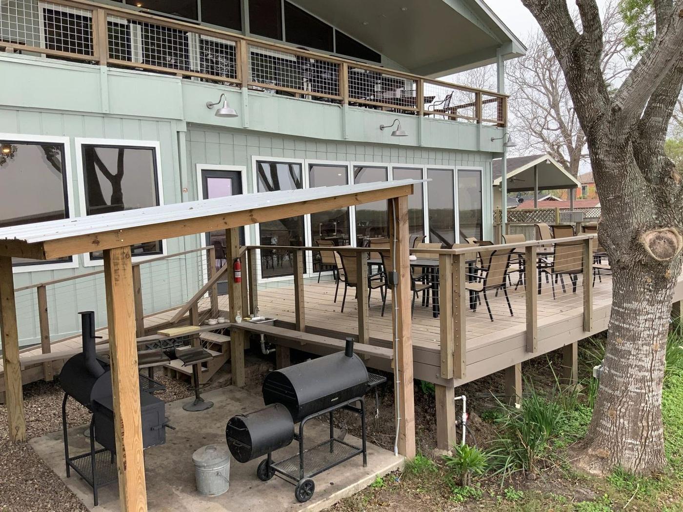 Deck seating overlooking the arroyo
